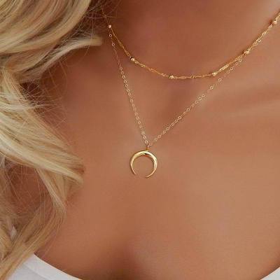 Layered Half Moon Necklace