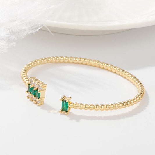 Emerald Studded Twisted Cuff Bracelet