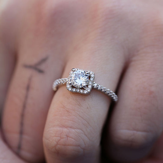 "A promise sealed in sparkle – Cushion Cut Ring in Pure Hallmarked Silver."
"In the soft glow of silver, a promise quietly shines."