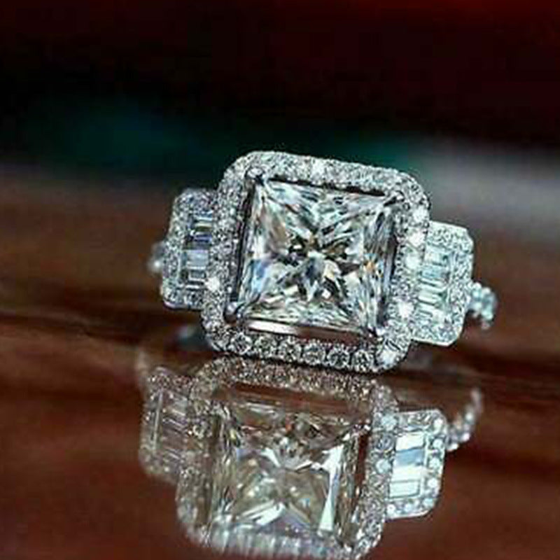 "Elegance in every sparkle – Cushion Cut Studded Ring in Hallmarked Pure Silver."