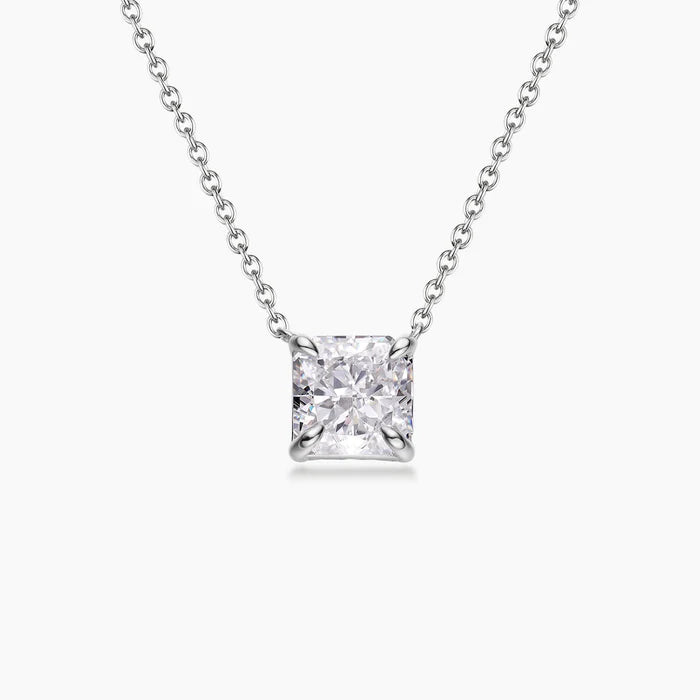 Square Solitaire Pendant Necklace