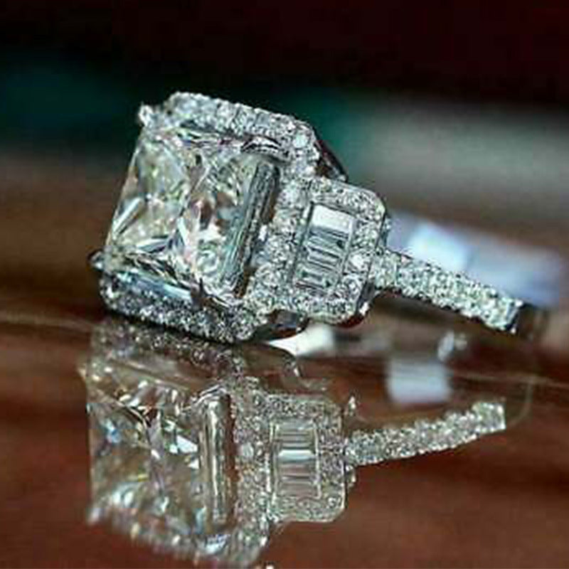 "Crafted to perfection – Cushion Cut Studded Ring in Pure Silver."