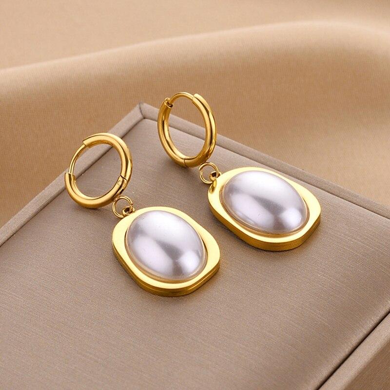 Irregular Pearl Hoop Earrings