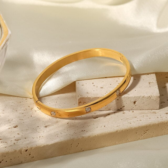 Buy Thick Gold Oval Shaped Diamond Bangle Bracelet Online  The Jewelbox