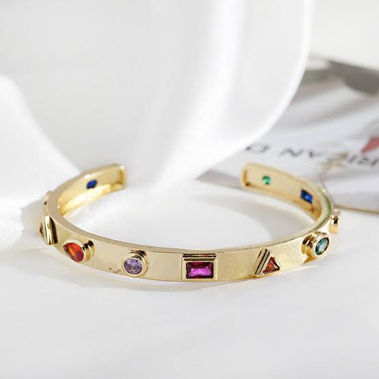 Multicolored Stone Cuff Bracelet