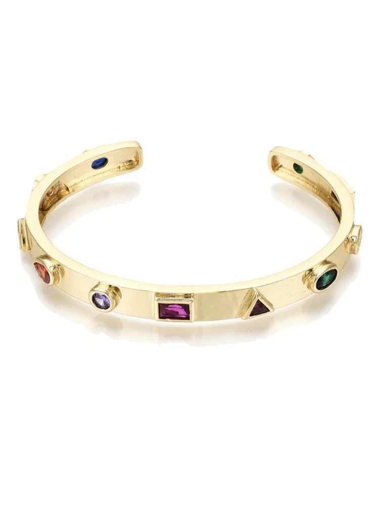 Multicolored Stone Cuff Bracelet