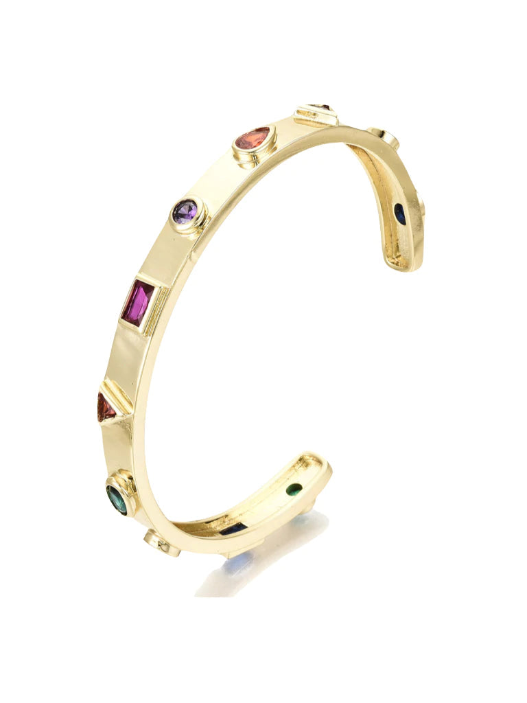 Multicolored Stone Cuff Bracelet