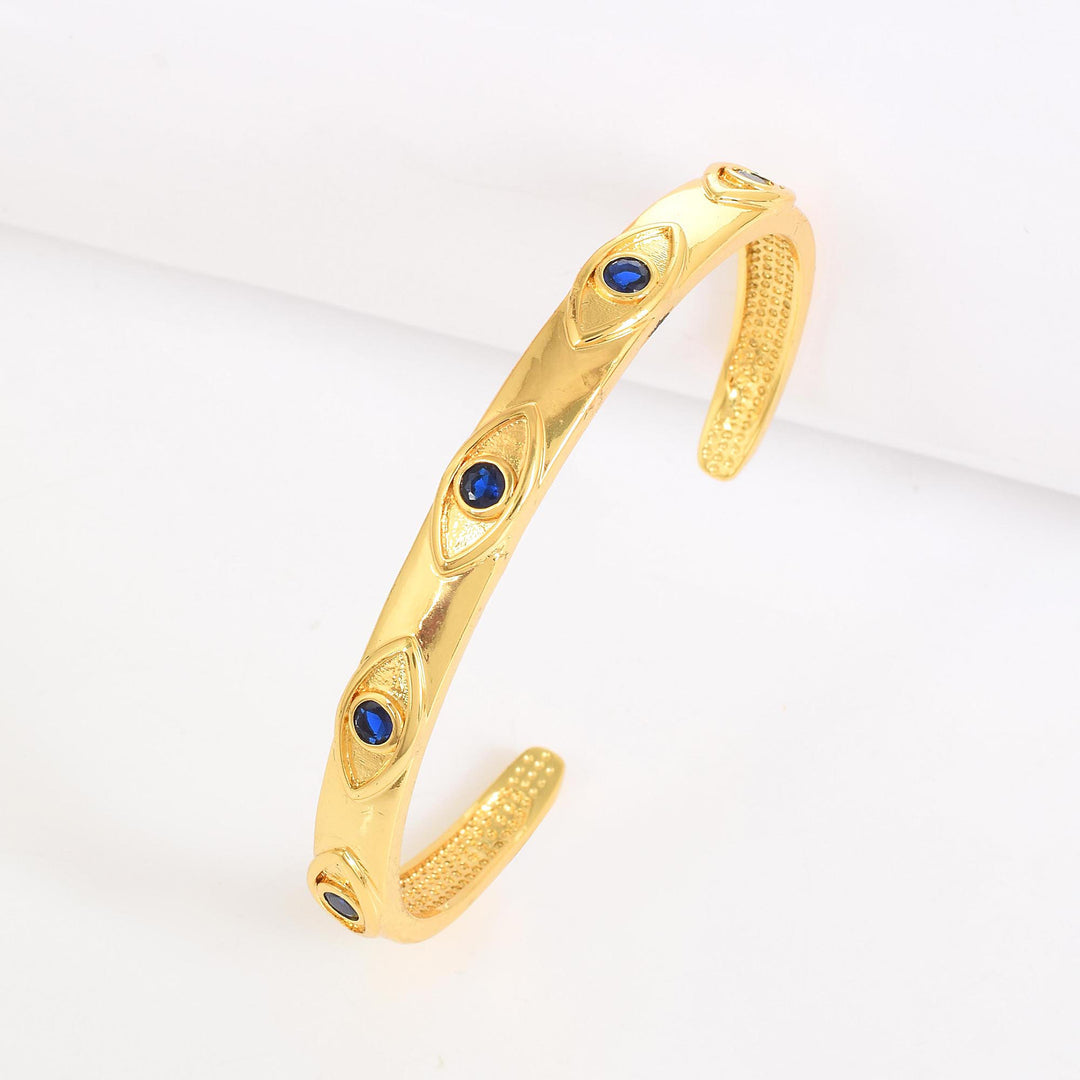 Deep Blue Evil Eye Cuff Bracelet