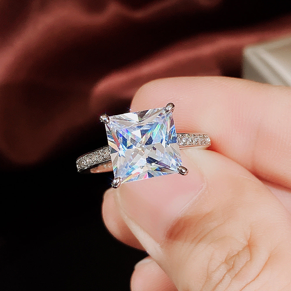 14K White Gold Princess Cut Unique Bypass Diamond Pave Swirl Engagemen –  RockHer.com