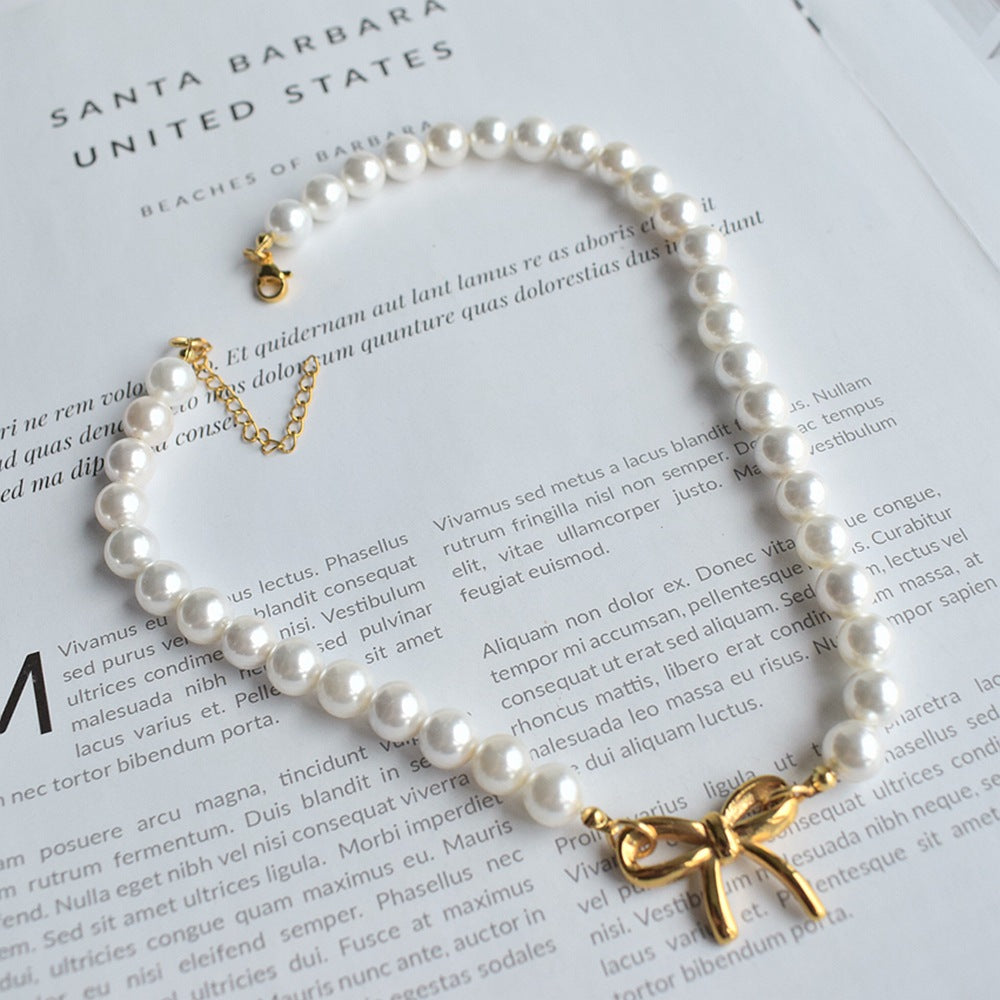 Bow Locket Pearl Necklace
