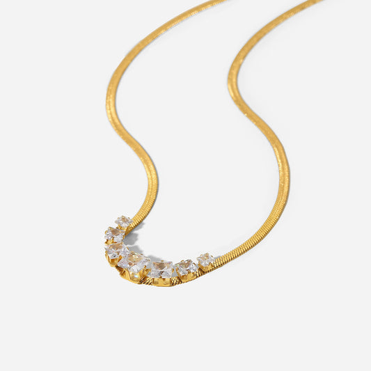 Diamond Studded Herringbone Necklace