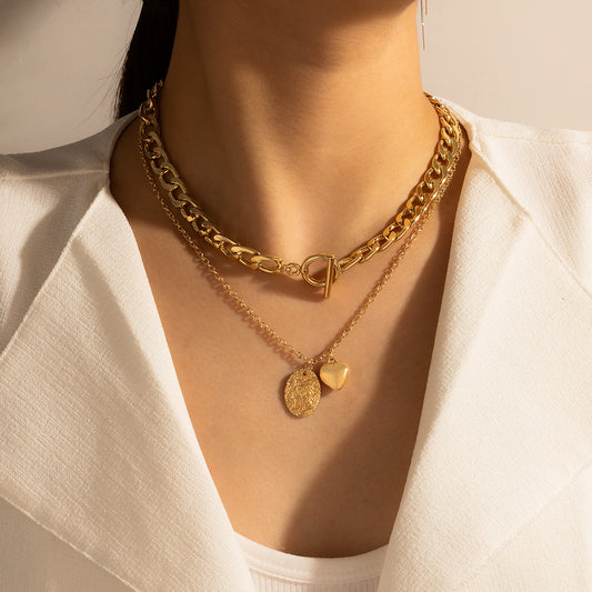 Medallion Layered Gold Necklace