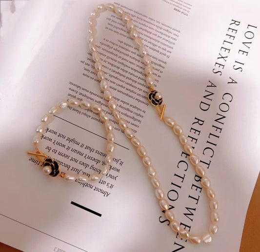 Flower Motif All Pearls Necklace