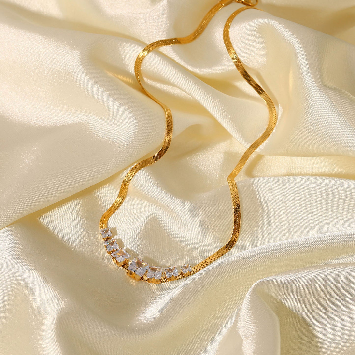 Diamond Studded Herringbone Necklace