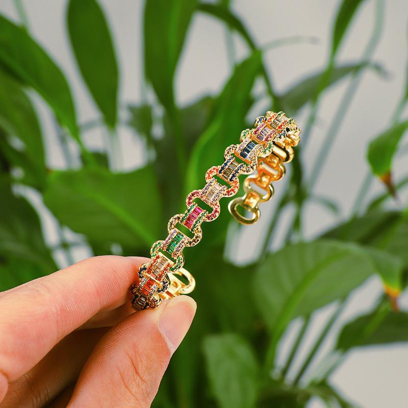 Colorful Studded Link Cuff Bracelet