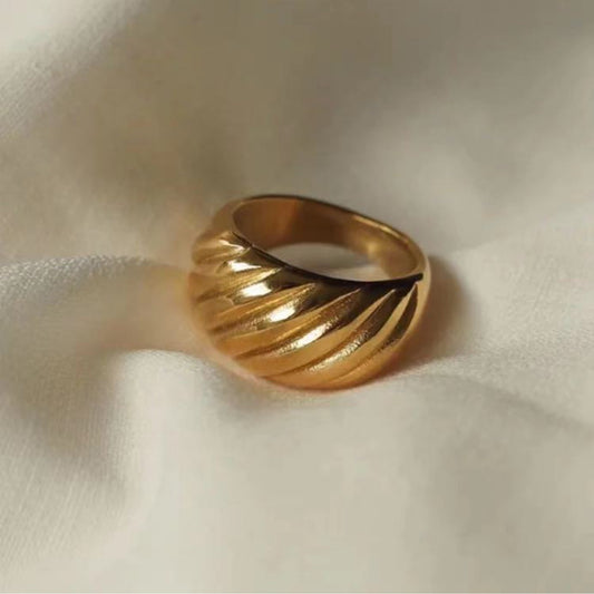 Textured Dome Gold Ring
