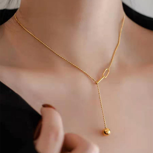 Gold Link Ball Drop Necklace