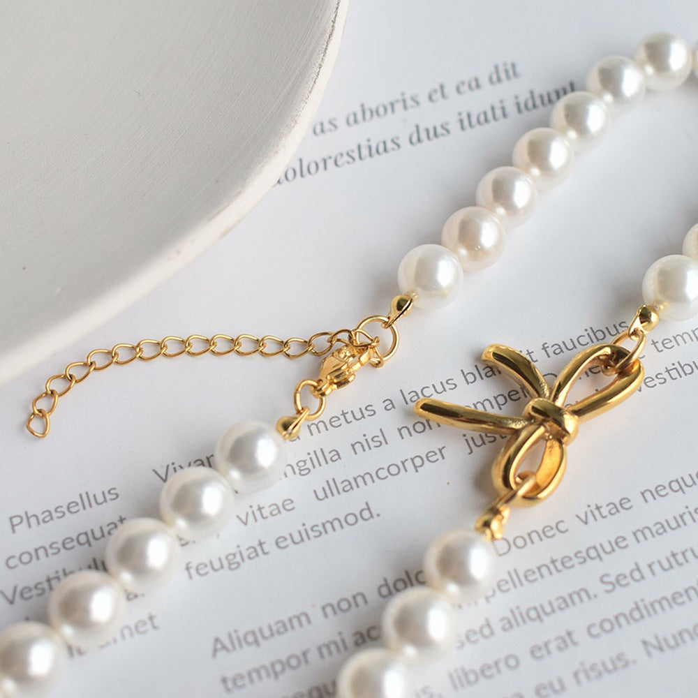Bow Locket Pearl Necklace