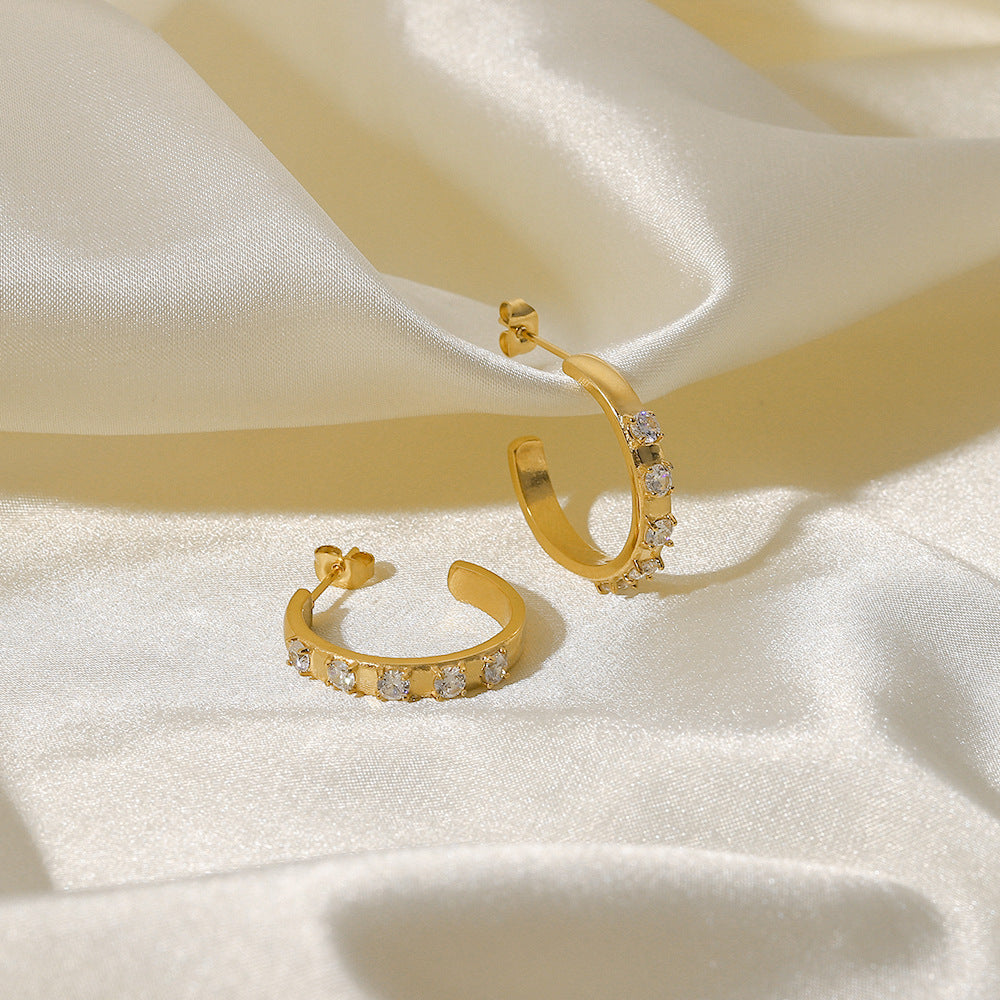Meridian Studded Gold Hoops