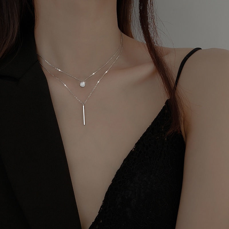 Tiny Silver Layered Necklace (925 Sterling Silver)