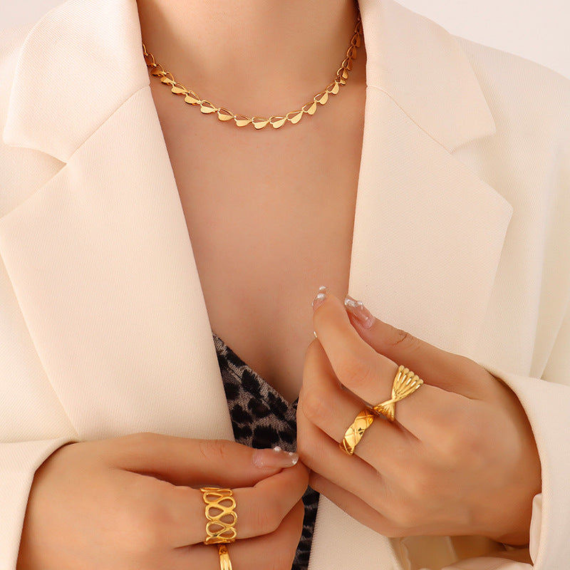 Braided Gold Necklace and Bracelet Set