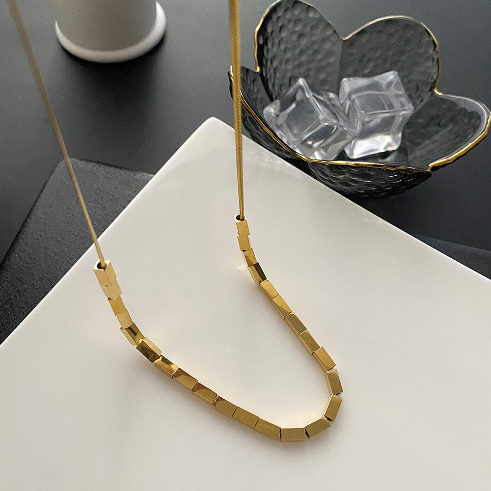 Gold Bar Necklace (Titanium Steel)