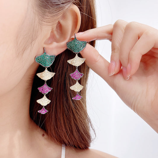 Multicolored Ginkgo Drop Earrings