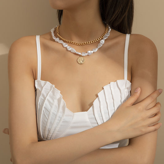 Layered Irregular Baroque Pearl Necklace