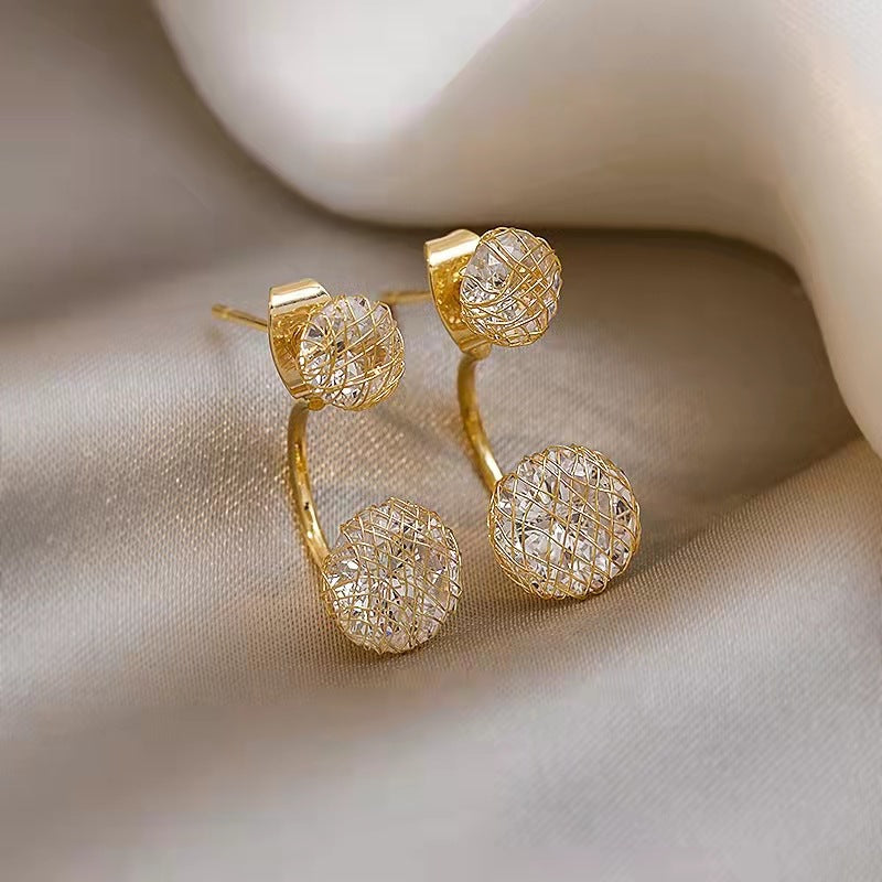 Woven Gold Wire Diamond Earrings (Dual Styling)