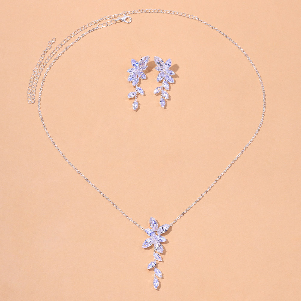 Long Crystal Drop Necklace Set