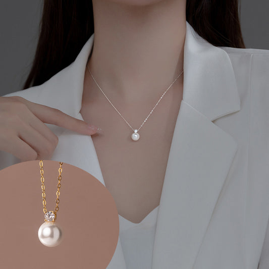 Elegant Single Pearl Necklace set in high-quality 925 sterling silver.