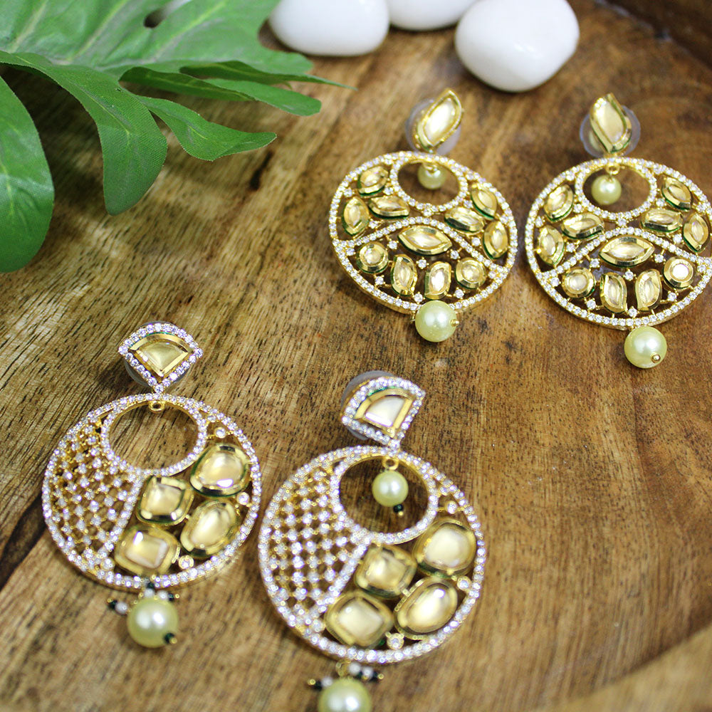 Zewar Round Kundan Polki Earrings