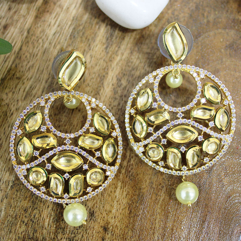 Zewar Round Kundan Polki Earrings