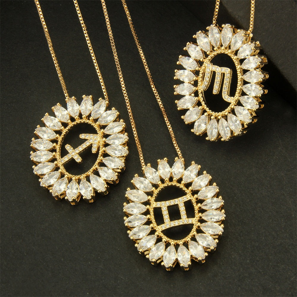 The symbol is finely engraved and surrounded by shimmering studs.