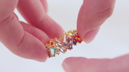 ZigZag Rainbow Baguette Ring