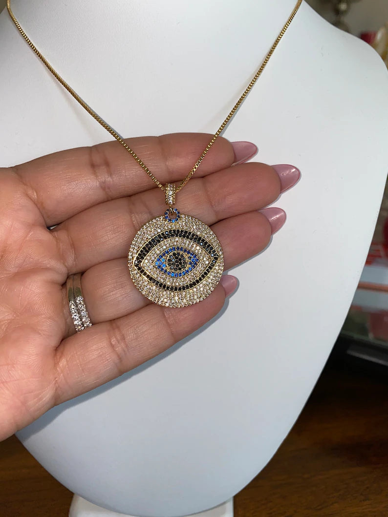 Boho Style Round Evil Eye Necklace